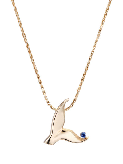 Whale Tail 14k Necklace with benitoite