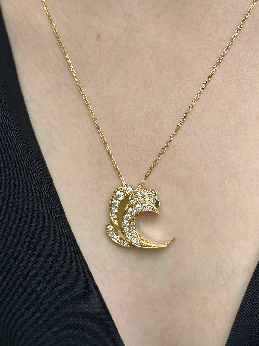 Numbering ♥ #2704 Sculpted Wave Pendant Necklace Wave Pendant Necklace – Rosey Skye Fine Jewelry