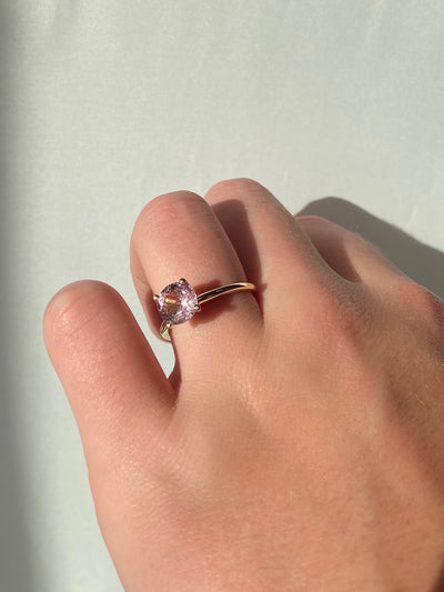 Morganite Solitaire Ring in 14k yellow gold