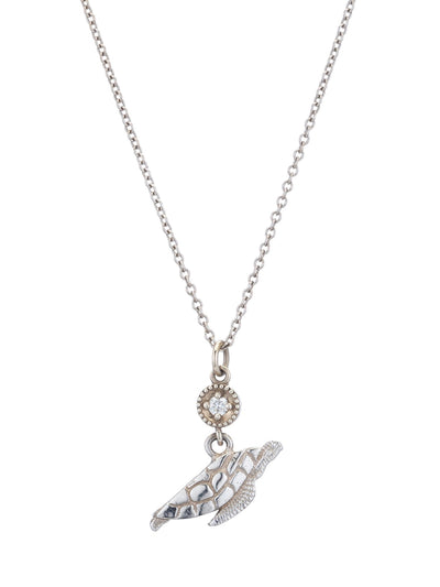 Sea Turtle Charm Necklace with Diamond 14k white gold