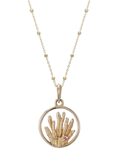 Coral Reef Medallion Necklace with Sapphire