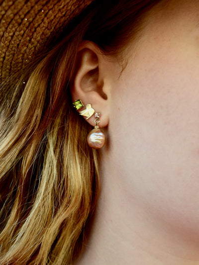 Pearl and Sapphire Drop earrings, Peridot and Bird Studs