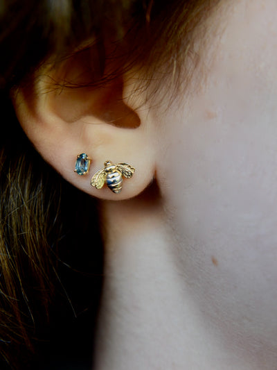 Sapphire Stud Earrings with Bee Earrings