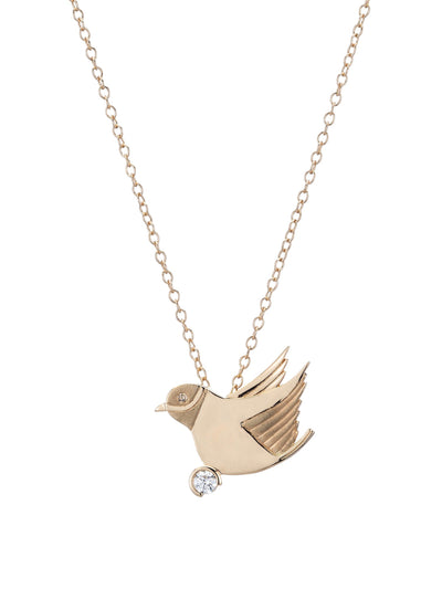Gold and Diamond Bird Necklace