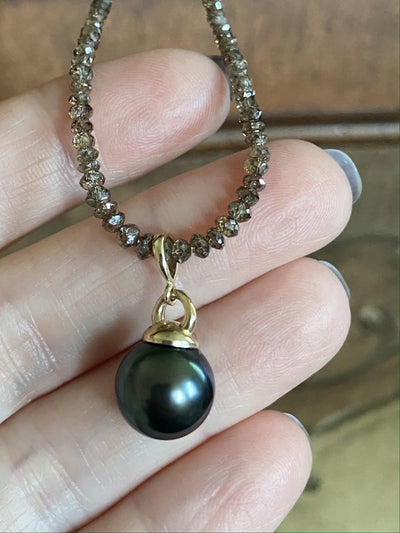 Diamond bead and Tahitian Pearl Necklace