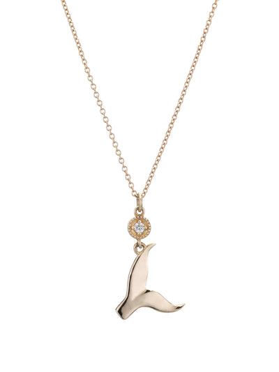 Whale Tail Charm Necklace with Diamond